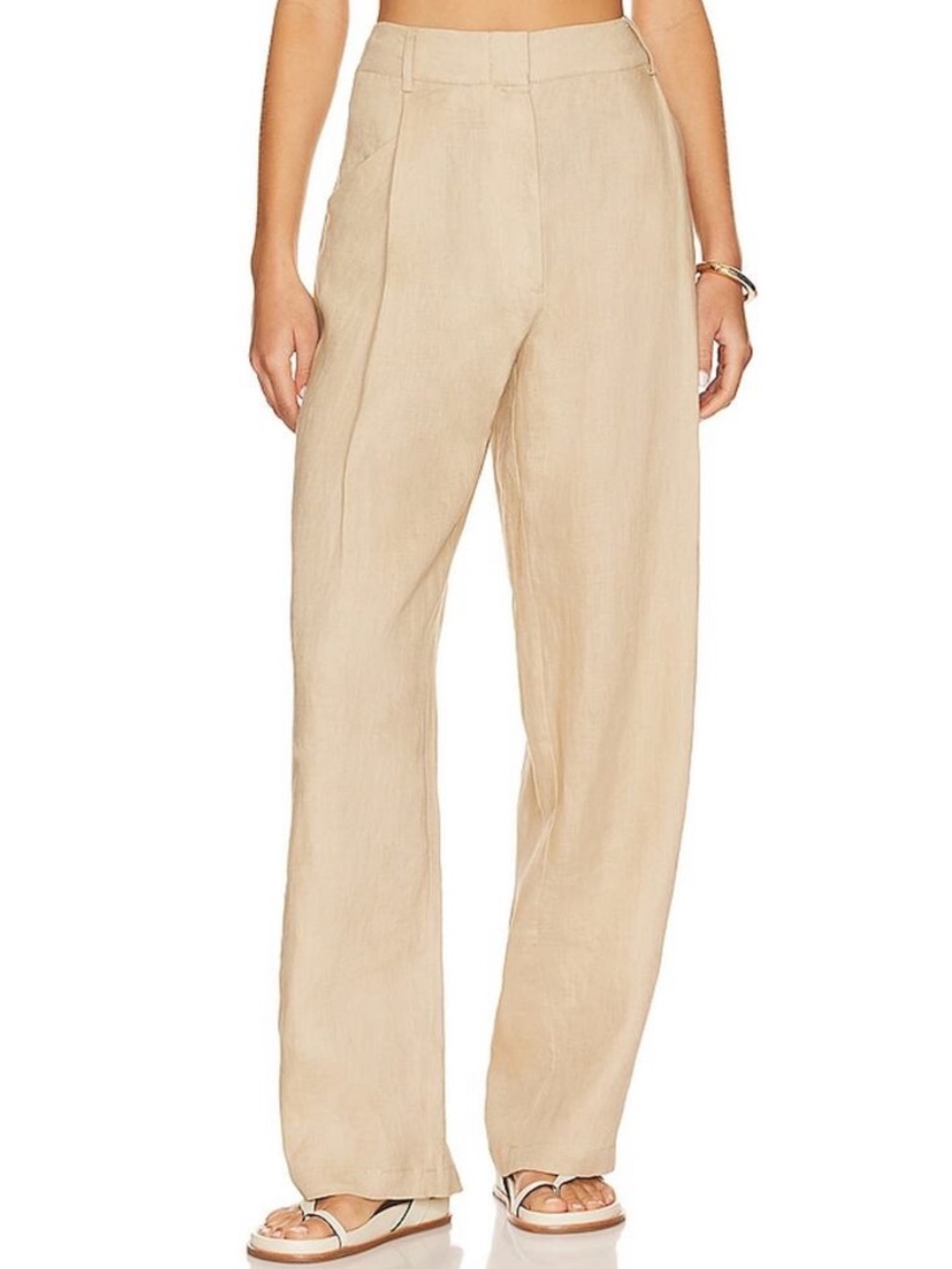 Aexae Beige Linen Highrise Trousers Size M